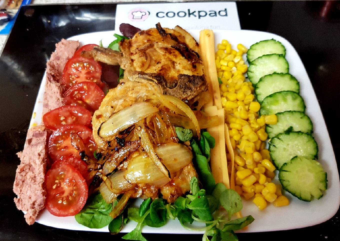My Peri Peri Pork Chops and Pepper flakes with onions & Salad 😍