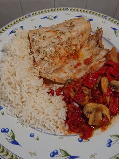 Una foto de Corvina🐟 en salsa