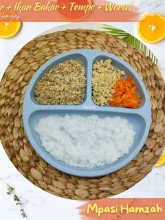 Foto resep Mpasi 7+: Bubur + Ikan Bakar + Tempe + Wortel