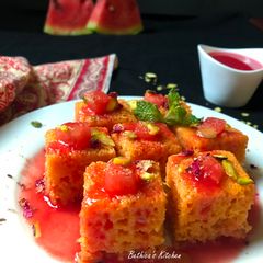 A picture of Watermelon Dhokla.