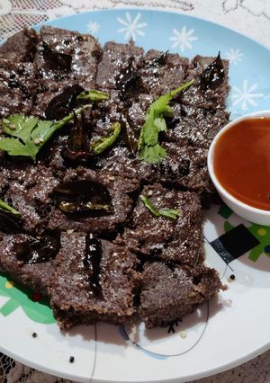 A picture of Ragi dhokla.