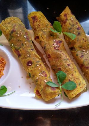 A picture of Methi paratha.