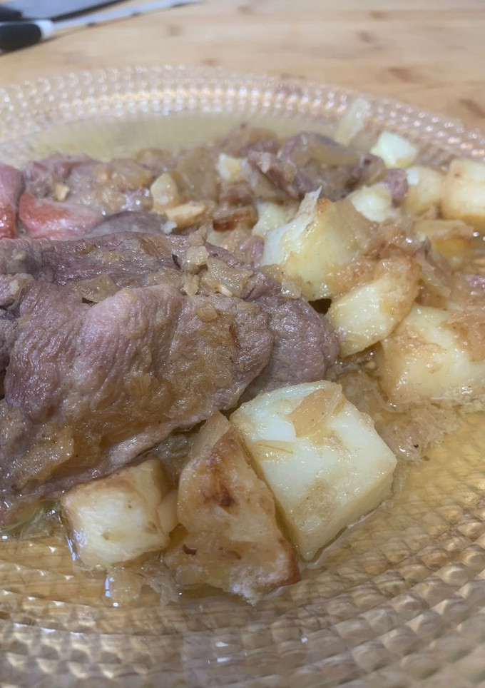 Una foto de Filete de pavo encebollado