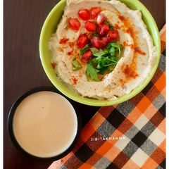 A picture of Muttabal/ Moutabal- Arabic or Middle Eastern Aubergine Dip.