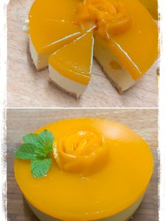 芒果生乳酪蛋糕 免烤箱 的食譜成品照片