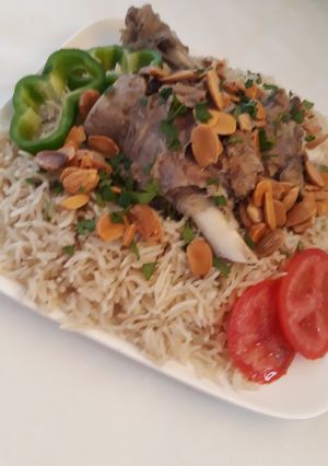 صورة لوصفة رز بلحم الجدي 🍃