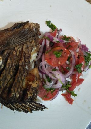 A picture of Fried fish kachumbari.