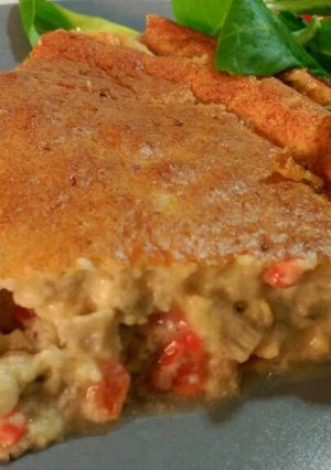 Una foto de Soufflé de verduras asadas y quesos
