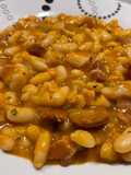 Fabada frita con chorizo y panceta