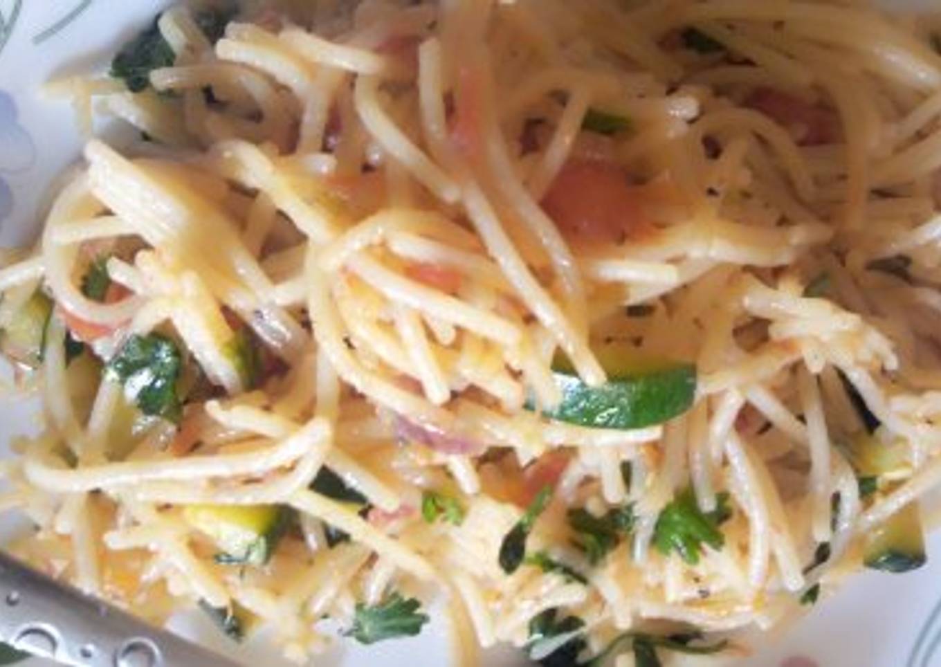 Stir fried spaghetti with cheese