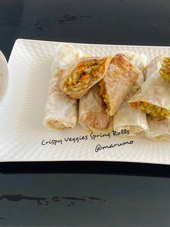 A picture of Crispy Veggies Spring Rolls.