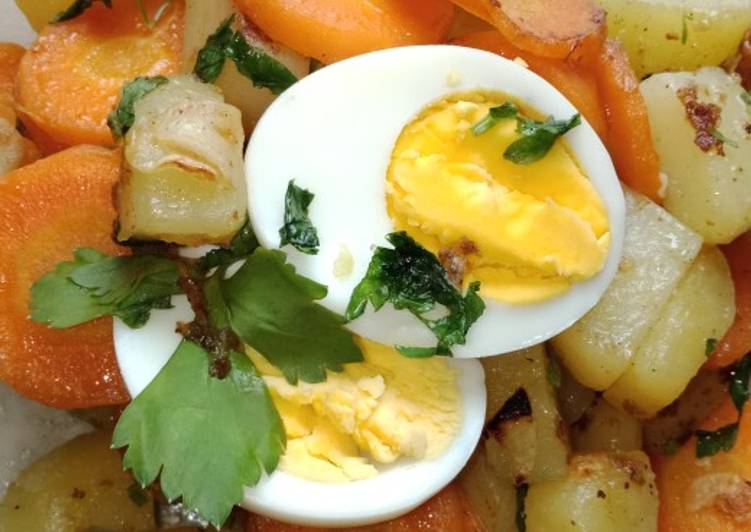 Kukus kentang,wortel &amp; telur rebus