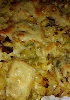 Une photo de Tarte au choux vert frisé gratiné au fromage à raclette !