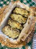 Berenjenas rellenas de setas y puerro
