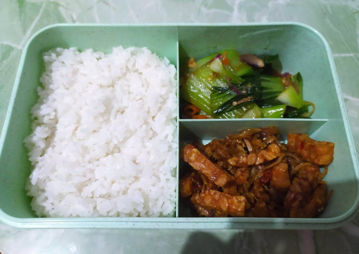 Bekal pak suami #2 teri tempe pedas manis & tumis pakcoy