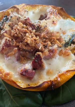 A picture of Gramma Mangalitsa - squash and salami.