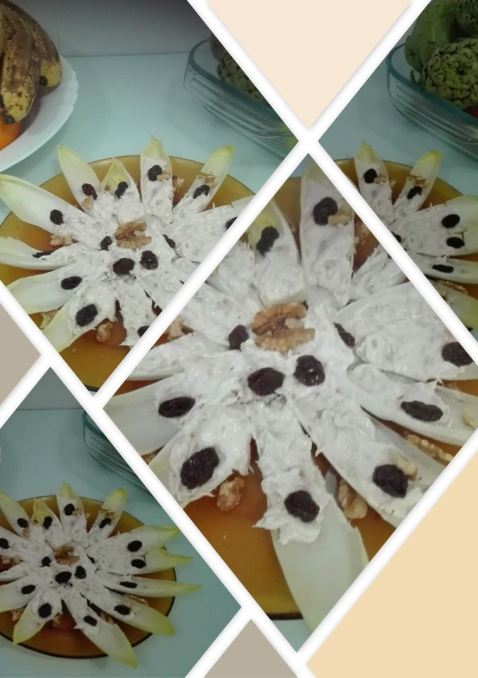 Una foto de Endivia con queso crema y atún