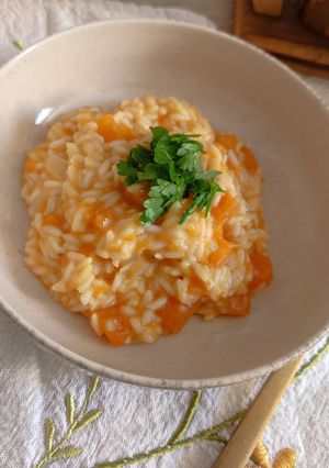 Una foto de Pumpkin & Cheese Risotto // Risotto otoñal de Calabaza y Queso