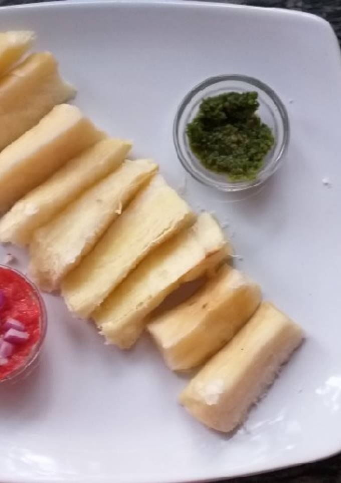 A picture of Boiled Cassava Chips#Boiled or steamed snacks Challenge.