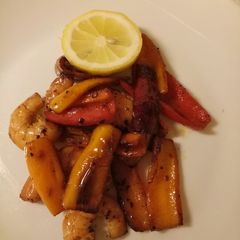 A picture of Spicy sweet peppers and prawns.