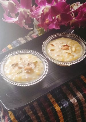 A picture of Sago payasam kheer /sabudana kheer.