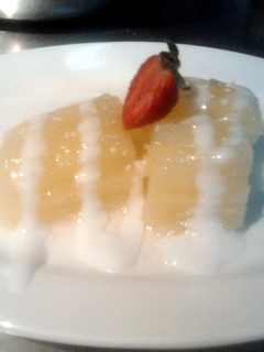 A picture of cassava in syrup.