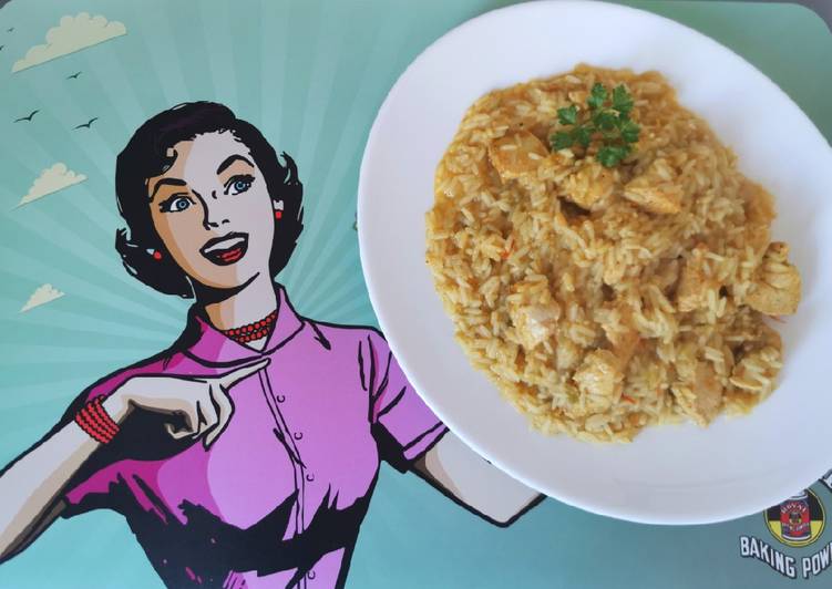 Arroz con pinchitos de pollo🍗