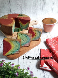 Foto resep Chiffon cake rainbow