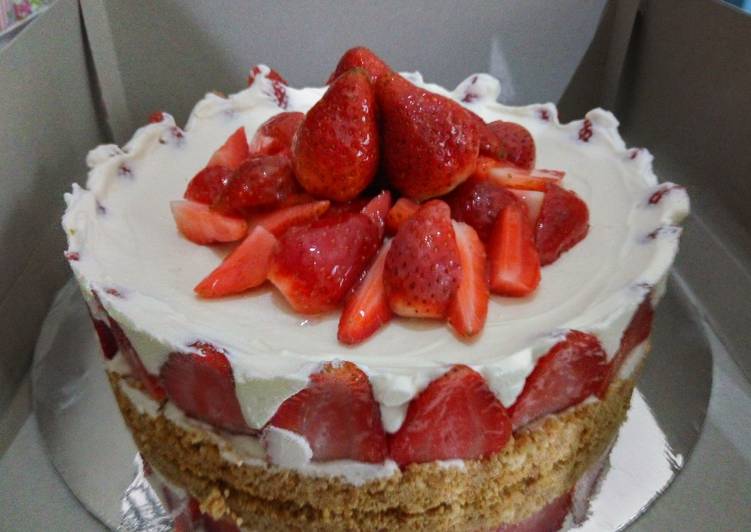 Resep Strawberry cheesecake. No baked Anti Gagal