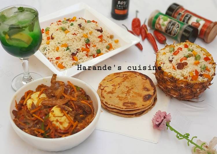 Recipe of Ultimate Pineapple rice with shredded chicken sauce