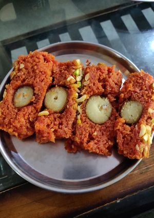 A picture of Carrot and gulab jamun terrine.
