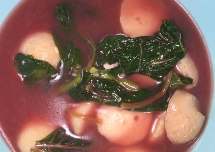 Bayam Merah mix bakso ikan