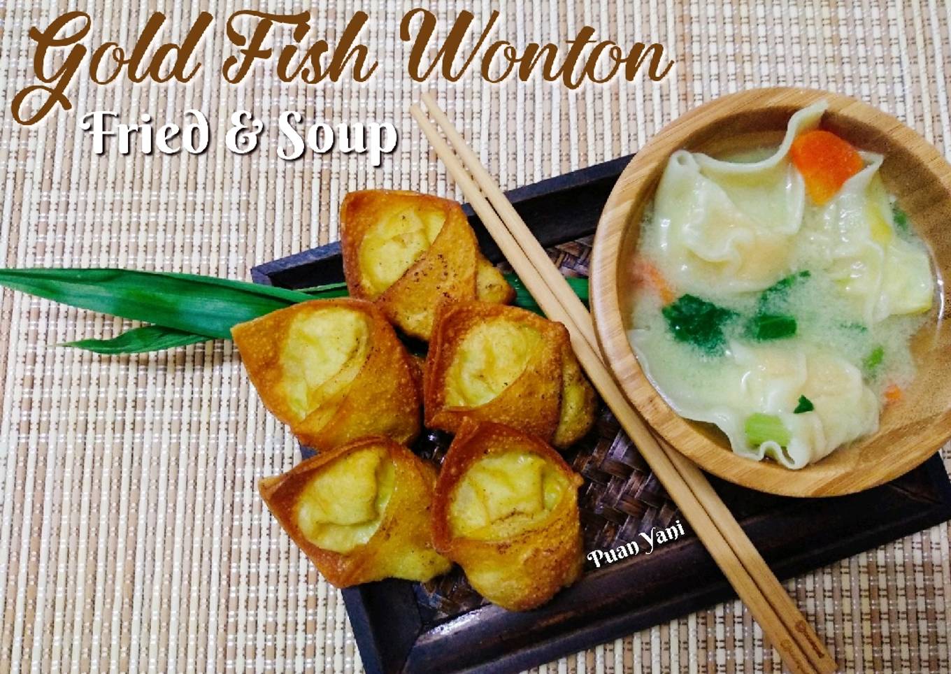 Salmon Wanton: French fries and soup