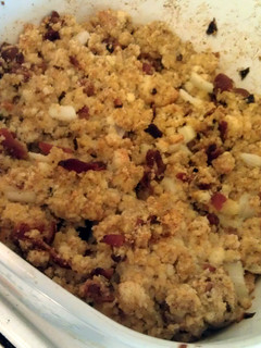 A picture of K's Bacon stuffing.
