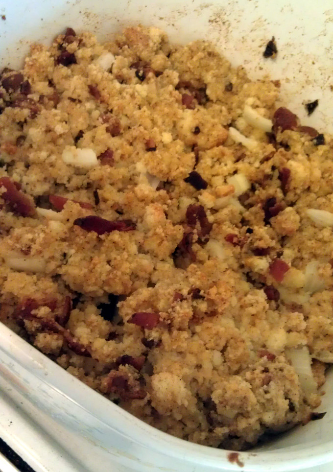 A picture of K's Bacon stuffing.