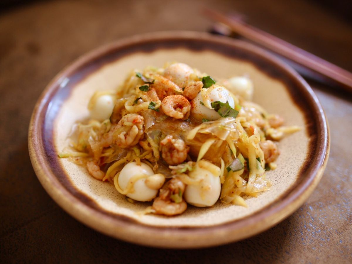 Bánh Tráng Trộn Tôm Rim