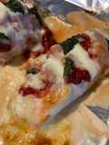 Chicken Pizza Melts with Salad and Garlic Bread