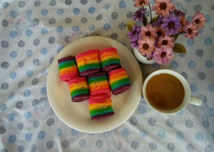 Rainbow roll cake steam