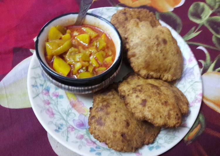 Steps to Prepare Super Quick Homemade Bedmi Poori &amp; Alloo kaduu ki sabzi.