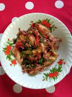 Foto resep Tumis cumi asin cabe hijau