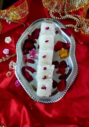 A picture of Coconut Burfee.