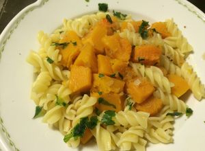 Una foto de Fusilli con zucca (calabaza)