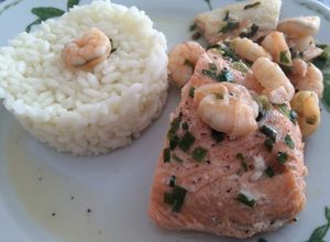 Una foto de Cocina para parejas: Salmón rosado con camarones