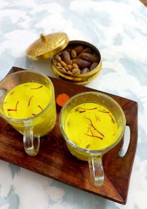 A picture of Golden Milk or Haldi doodh.
