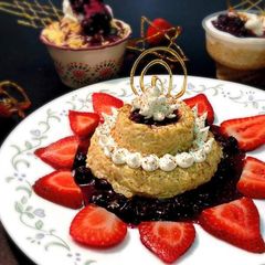 Rice Pudding with Blueberry Compote A picture of Rice Pudding with Blueberry Compote.