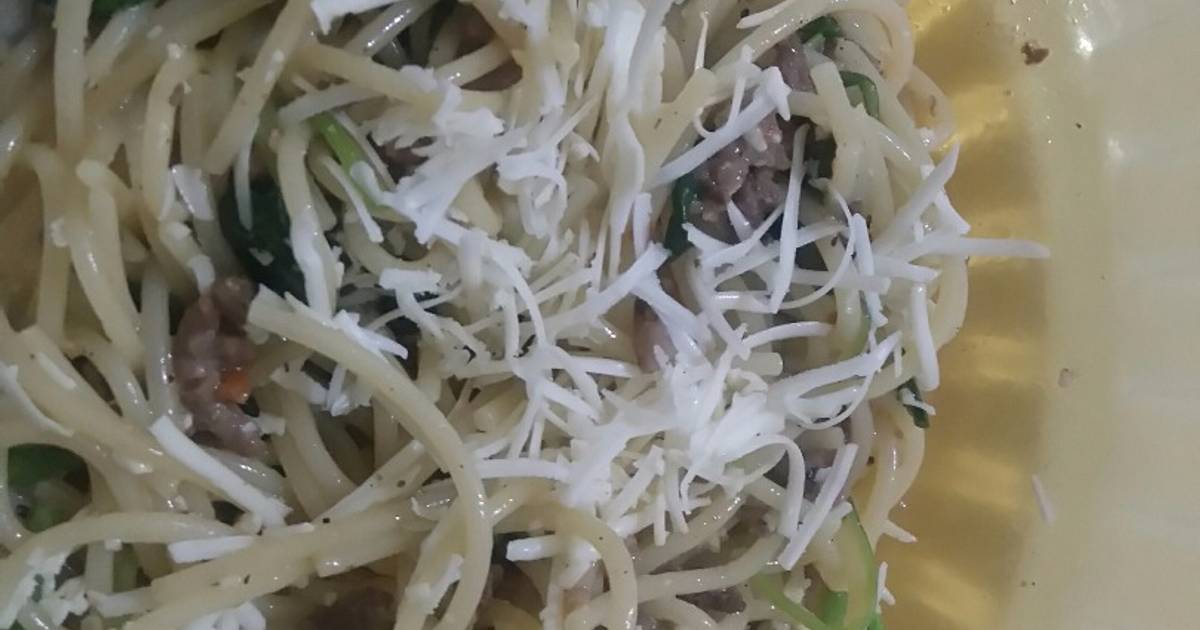 Resep Spaghetti Carbonara Bayam dan Daging Giling ala 