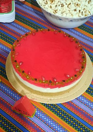 عکسی از دستور چیز کیک توت فرنگی(بر پایه بیسکوییت)