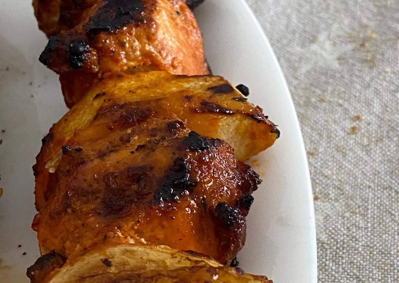 Brochetas de pollo a la BBQ