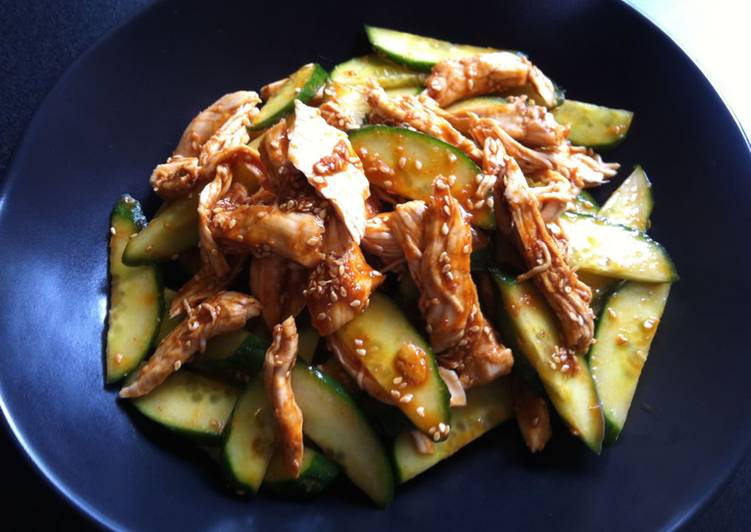 Steps to Make Speedy Spicy ‘Goma-ae’ Chicken &amp; Cucumber