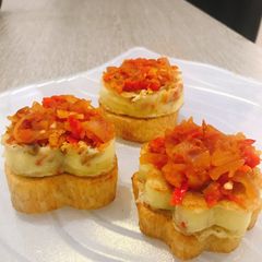 A picture of Fried yam and egg.
